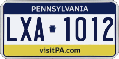 PA license plate LXA1012
