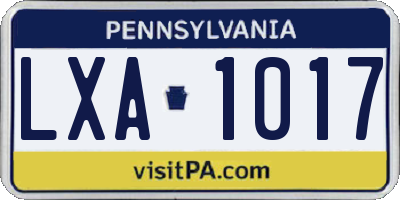 PA license plate LXA1017