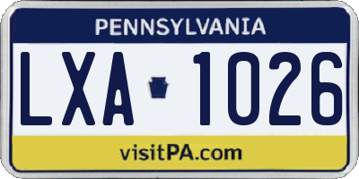 PA license plate LXA1026