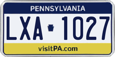 PA license plate LXA1027