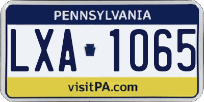 PA license plate LXA1065