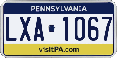 PA license plate LXA1067