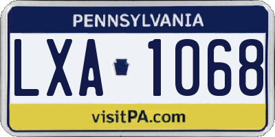 PA license plate LXA1068