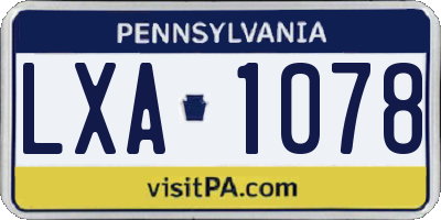 PA license plate LXA1078