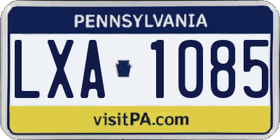 PA license plate LXA1085