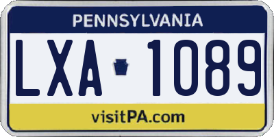 PA license plate LXA1089