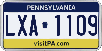 PA license plate LXA1109