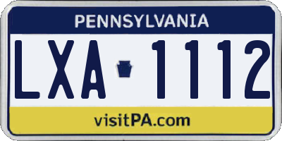 PA license plate LXA1112