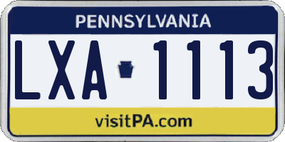 PA license plate LXA1113