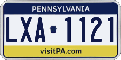 PA license plate LXA1121