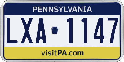 PA license plate LXA1147