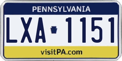PA license plate LXA1151