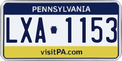 PA license plate LXA1153