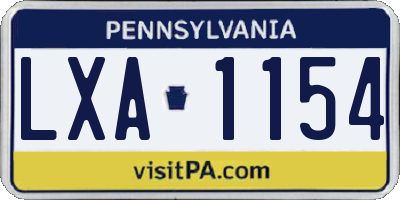 PA license plate LXA1154
