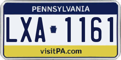 PA license plate LXA1161