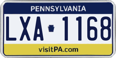 PA license plate LXA1168
