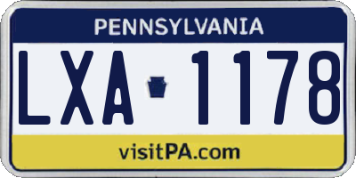 PA license plate LXA1178