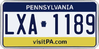 PA license plate LXA1189
