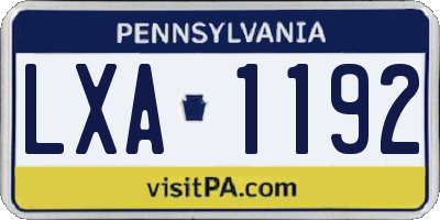PA license plate LXA1192