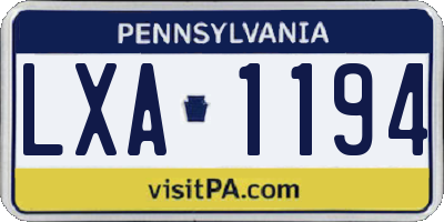 PA license plate LXA1194
