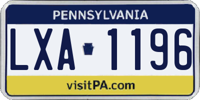 PA license plate LXA1196