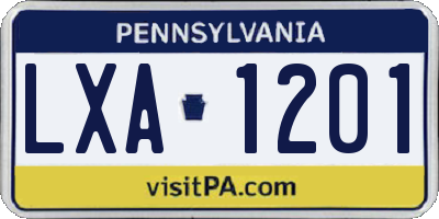 PA license plate LXA1201