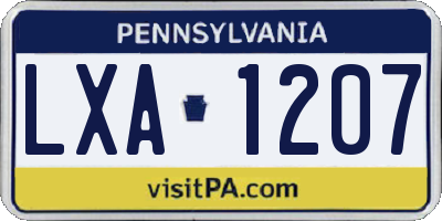 PA license plate LXA1207