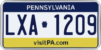 PA license plate LXA1209