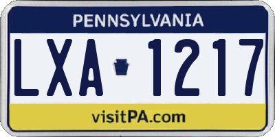 PA license plate LXA1217