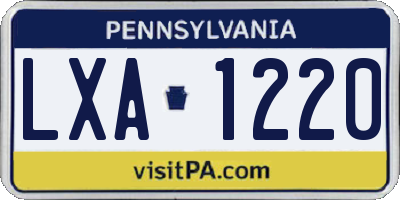 PA license plate LXA1220