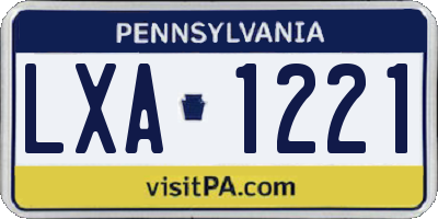 PA license plate LXA1221