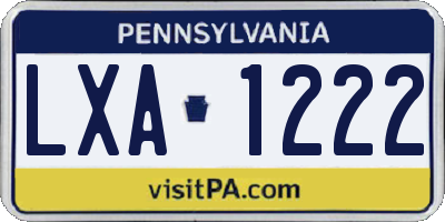 PA license plate LXA1222