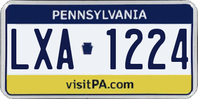 PA license plate LXA1224