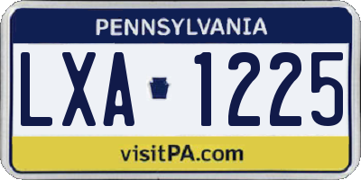 PA license plate LXA1225