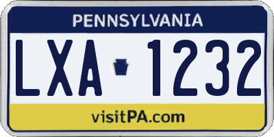 PA license plate LXA1232