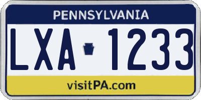PA license plate LXA1233