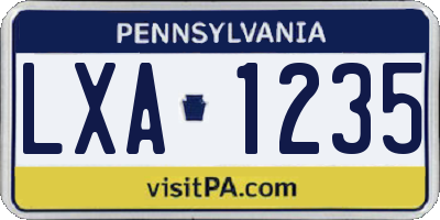 PA license plate LXA1235