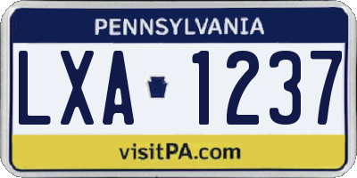 PA license plate LXA1237