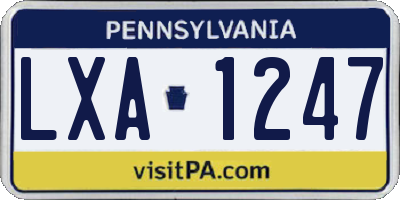 PA license plate LXA1247