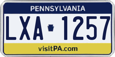 PA license plate LXA1257