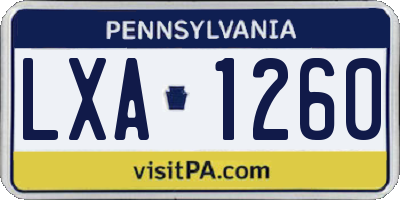 PA license plate LXA1260