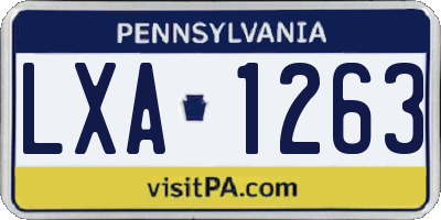 PA license plate LXA1263