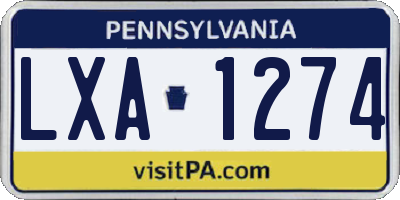 PA license plate LXA1274