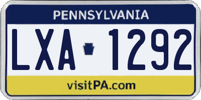 PA license plate LXA1292