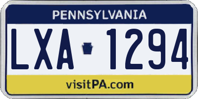 PA license plate LXA1294