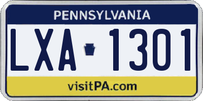 PA license plate LXA1301