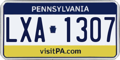 PA license plate LXA1307