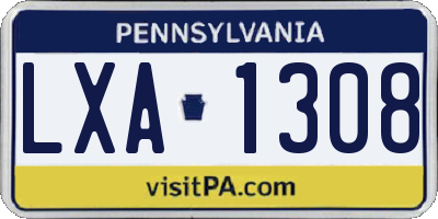 PA license plate LXA1308