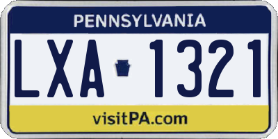 PA license plate LXA1321