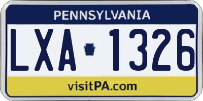 PA license plate LXA1326